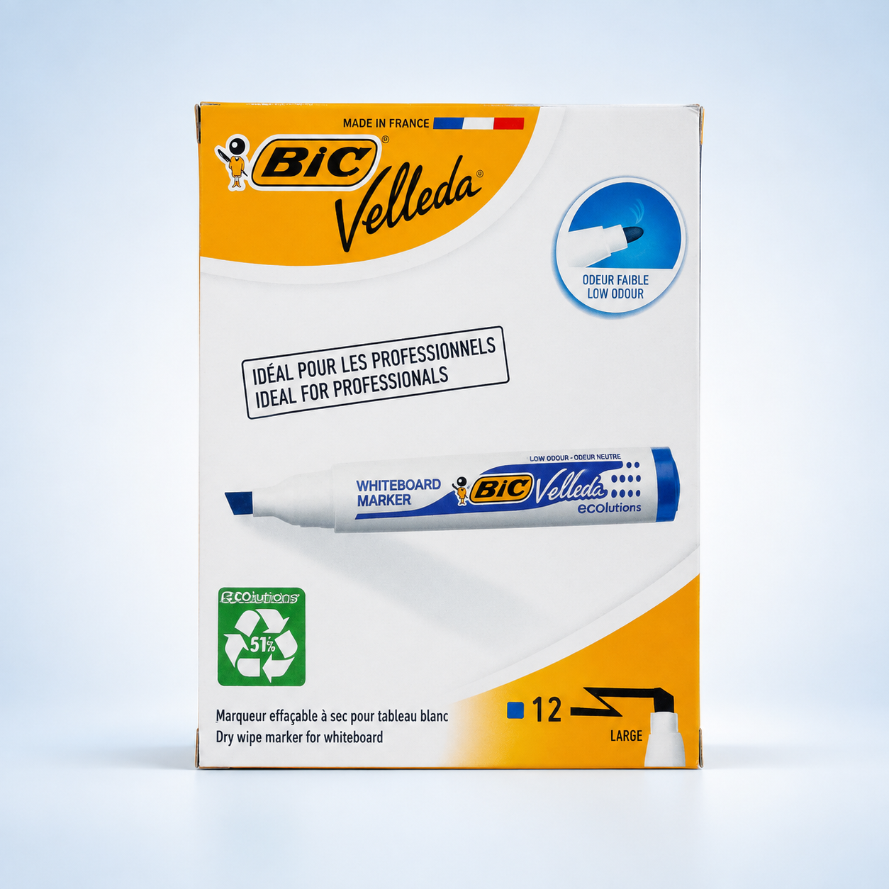 Marqueurs tableau blanc BIC bleu – boîte de 12