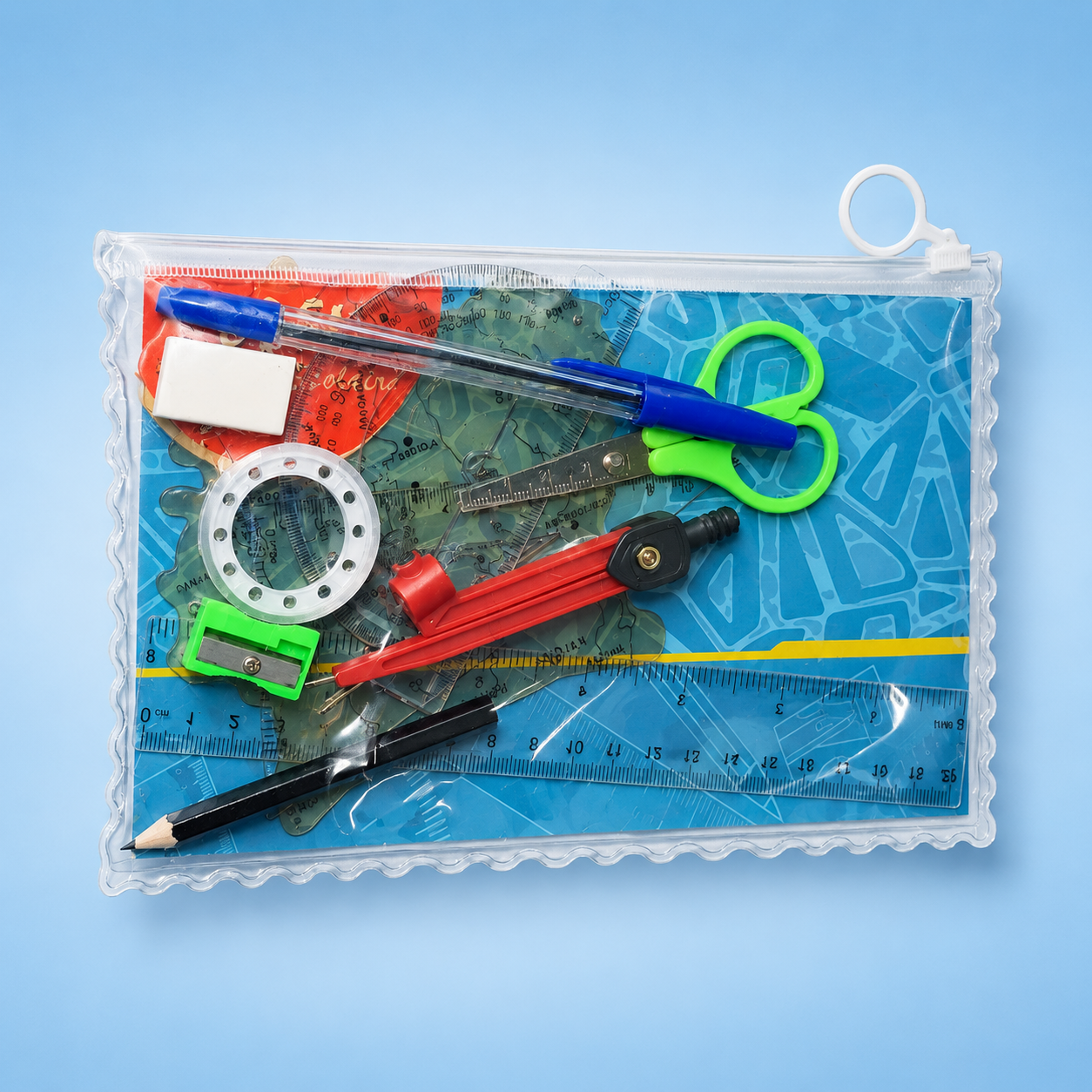 Ensemble géométrique scolaire en pochette