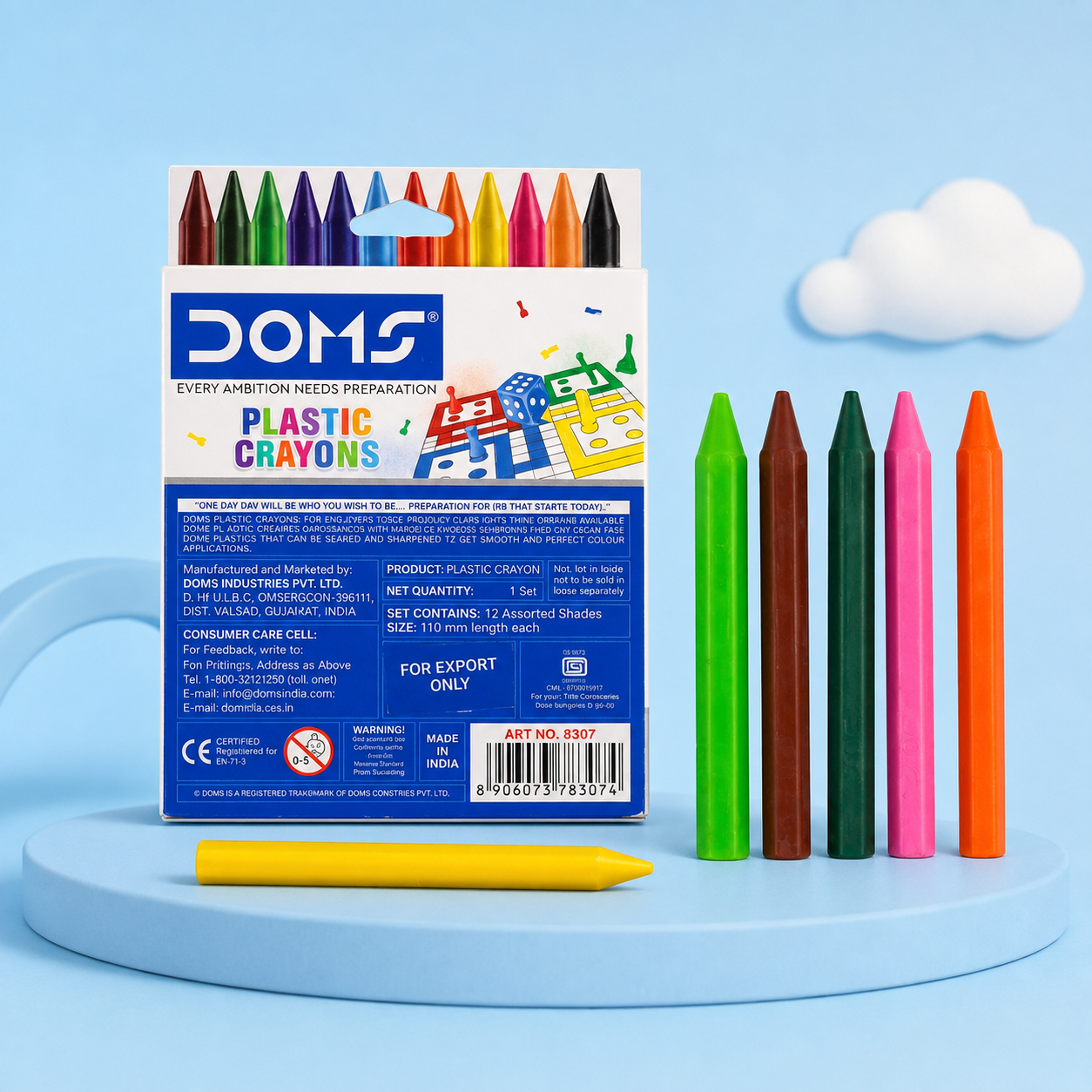 Crayons de couleur plastiques DOMS – 12 couleurs