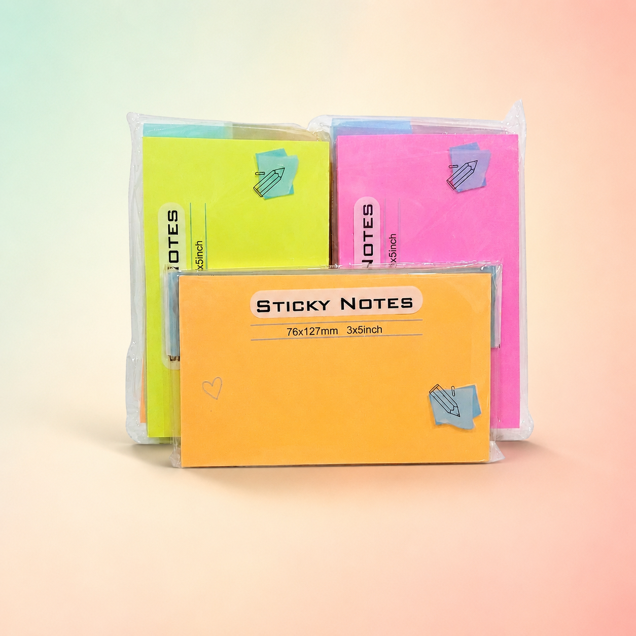 Notes adhésives fluo 76 × 127 mm