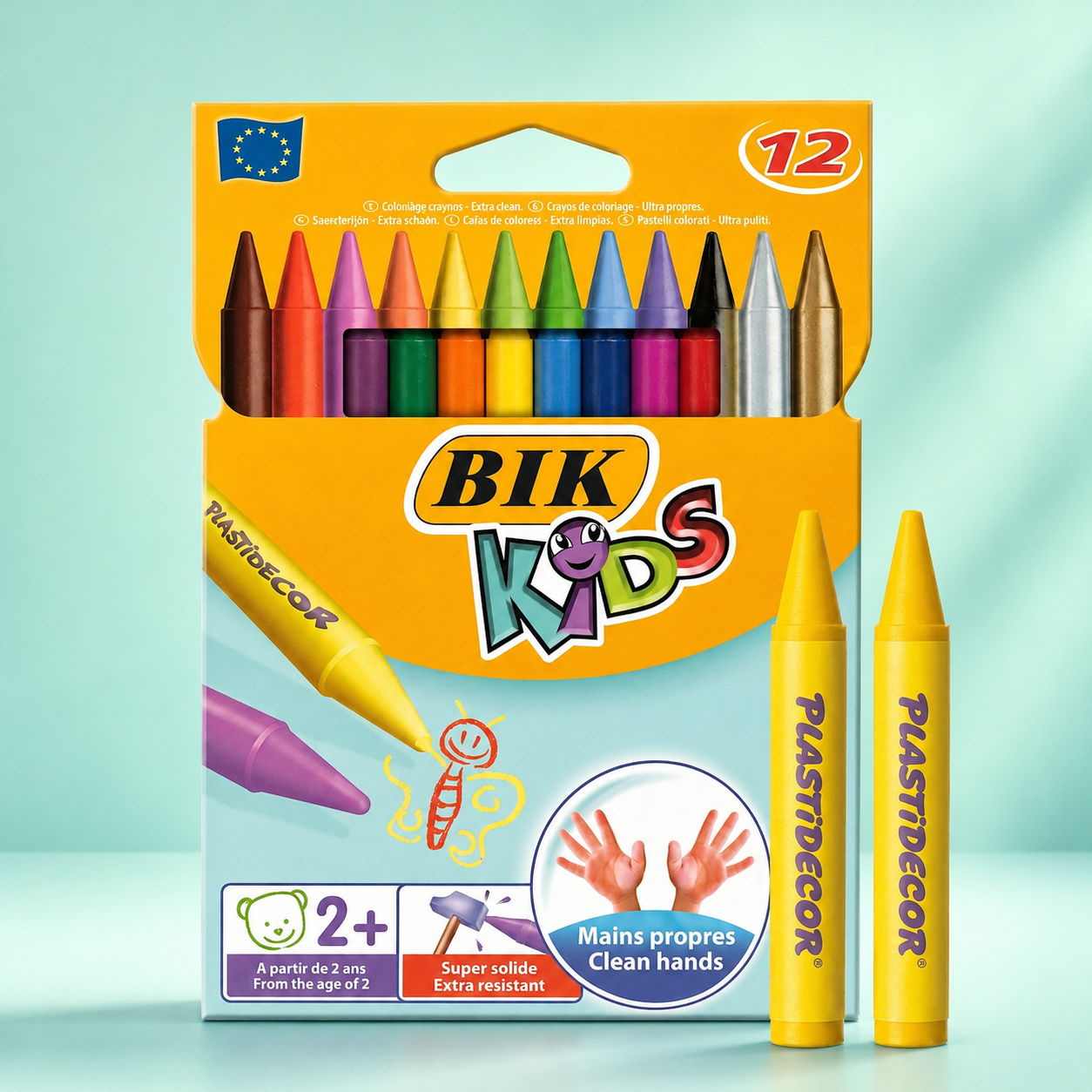 Crayons de coloriage BIK Kids Plastidecor – 12 couleurs