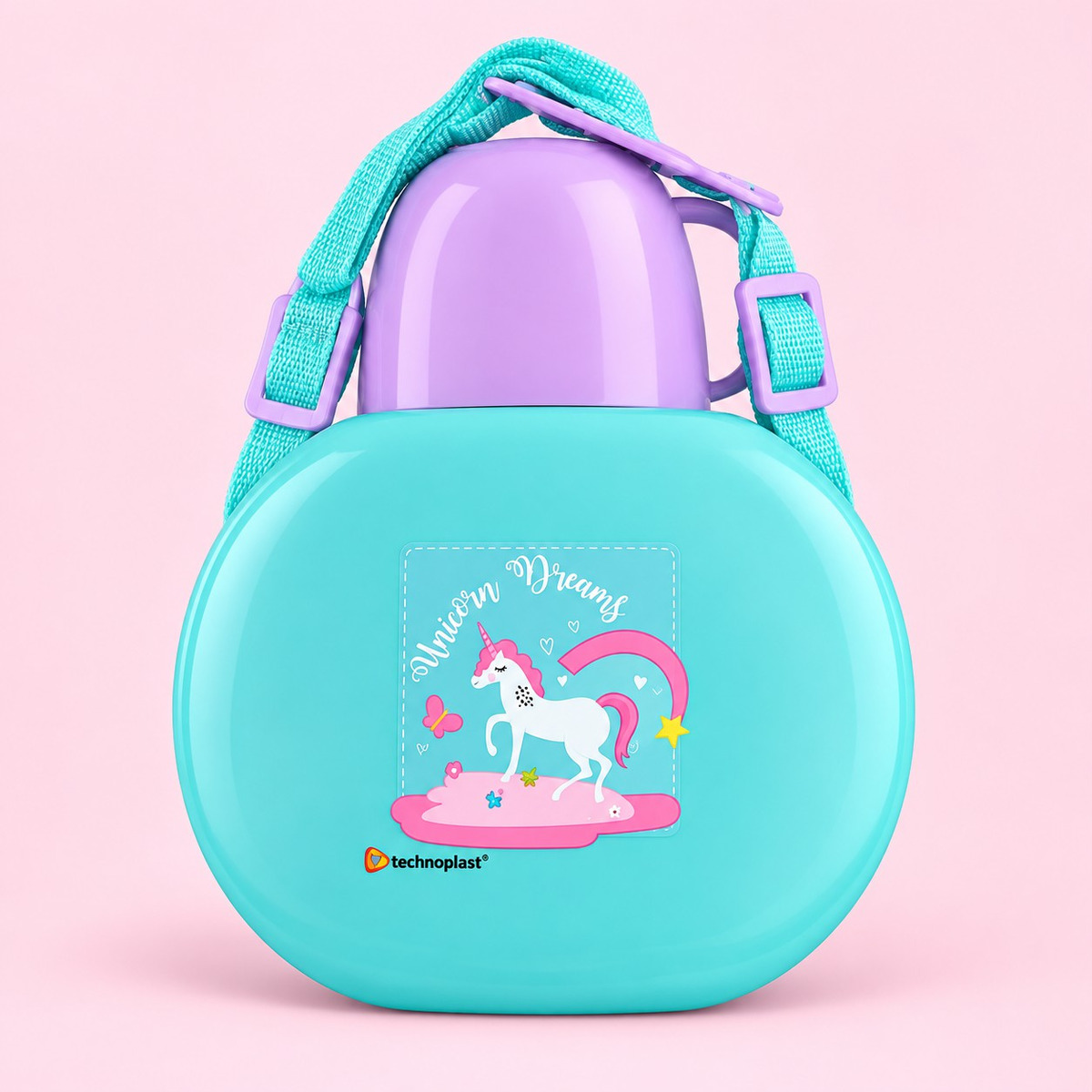 Gourde licorne Technoplast avec bandoulière