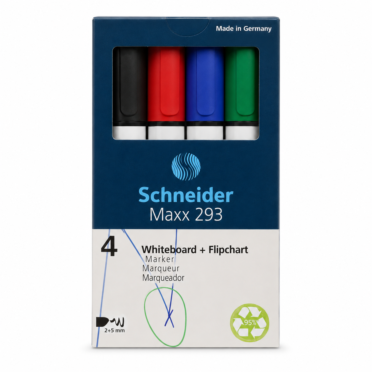 Marqueurs Schneider Maxx 293 pour tableau blanc – étui de 4