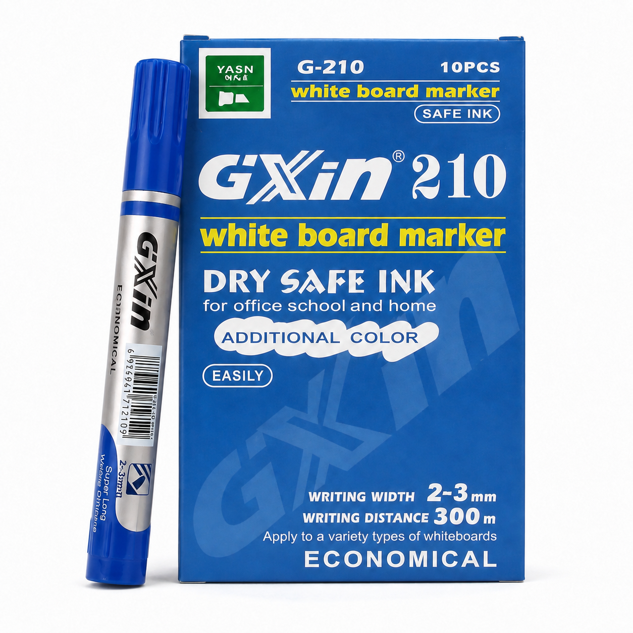 Marqueurs Gixin 210 pour tableau blanc – bleu, boîte de 10