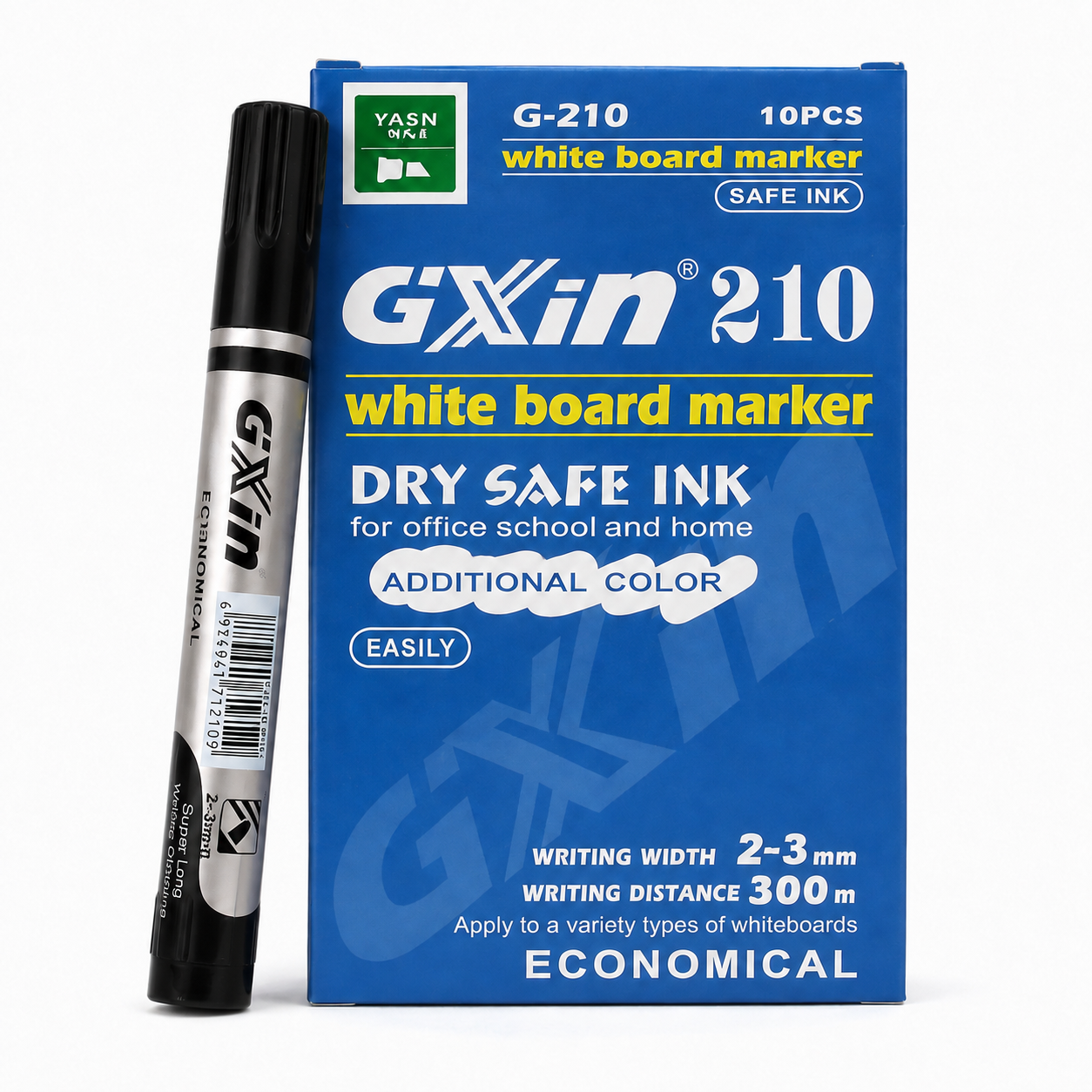 Marqueurs Gixin 210 pour tableau blanc – noir, boîte de 10