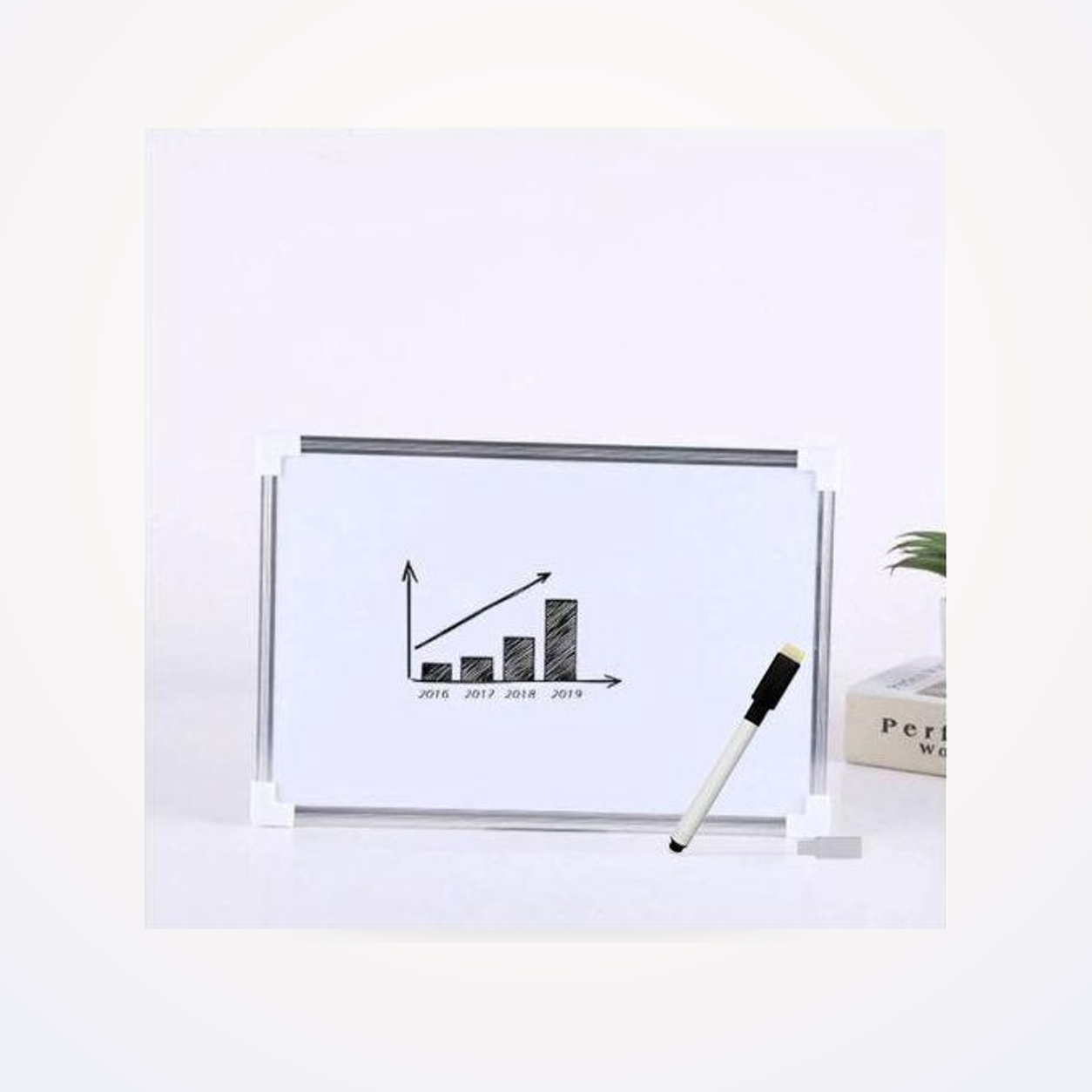 Ardoise blanche (double face) effaçable 20 × 30 cm avec marqueur
